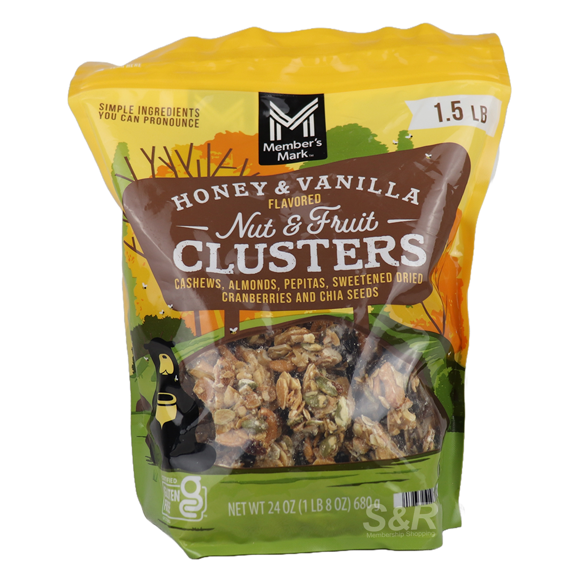 Member's Mark Nut and Fruit Clusters Honey and Vanilla Flavor 680g